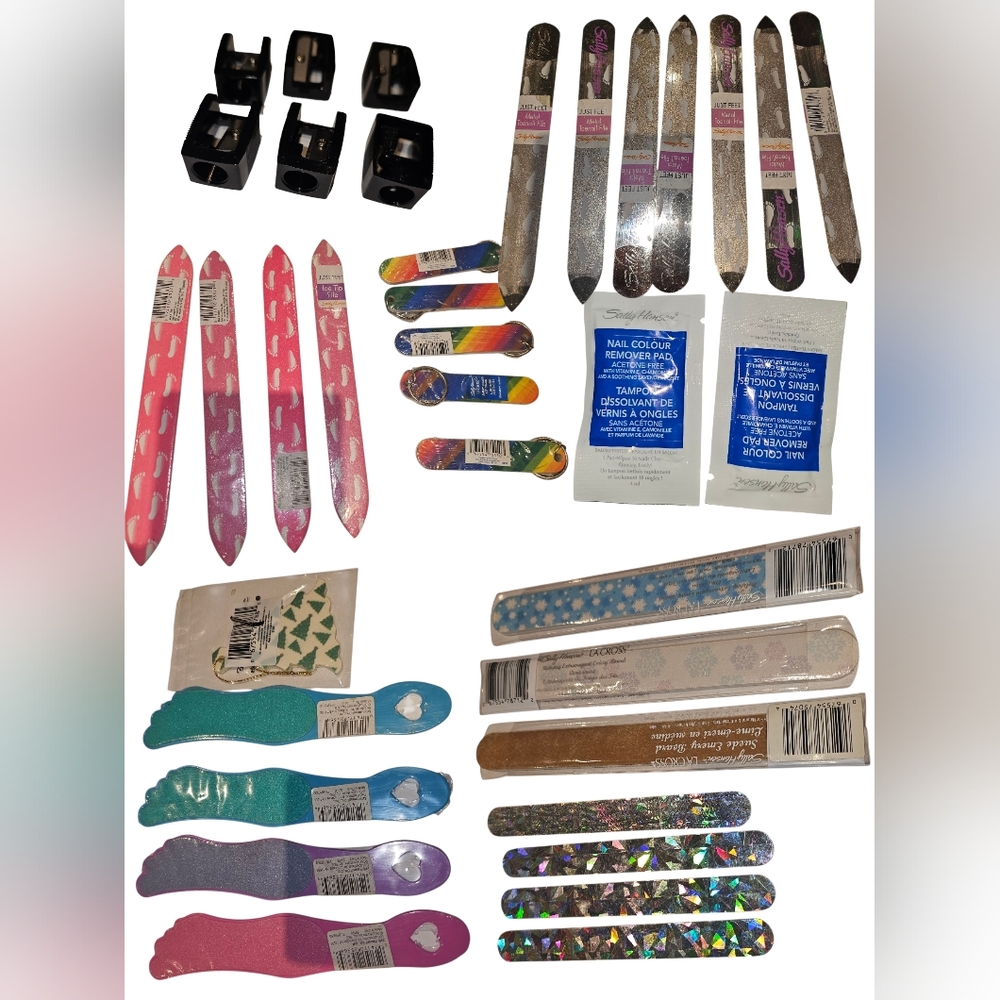 Assorted Nail Care Lot 35 Pcs Files, Colorful Emery Board Remover Pads Sharpener